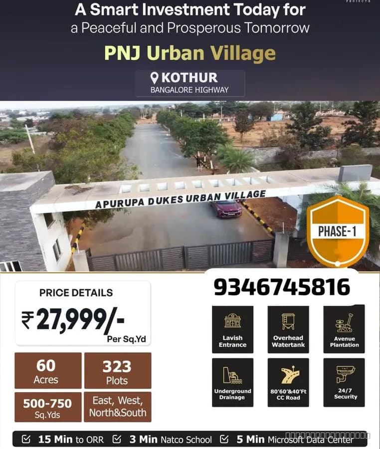 Plots for Sale in Kothur Hyderabad